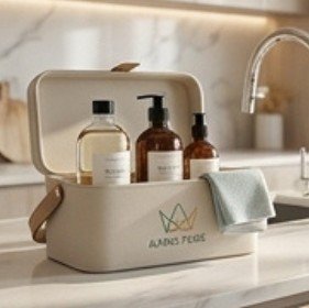 Kit de amenities Karis Pure en encimera de cocina